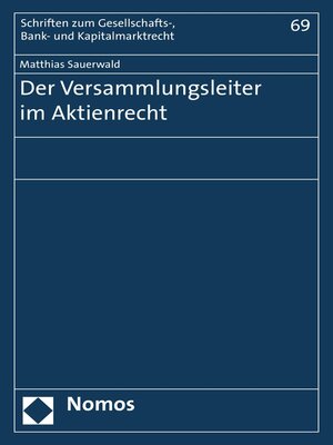 cover image of Der Versammlungsleiter im Aktienrecht